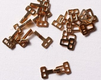 10 decorative fasteners 25x10mm, metal, gold, belt buckle (8765)