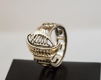 Unique Silver Ship Spoon Ring. Handmade in UK. Adjustable Size. Fine Jewellery. Precious Metal. Jewelry. Gift for Wife or Girlfriend.