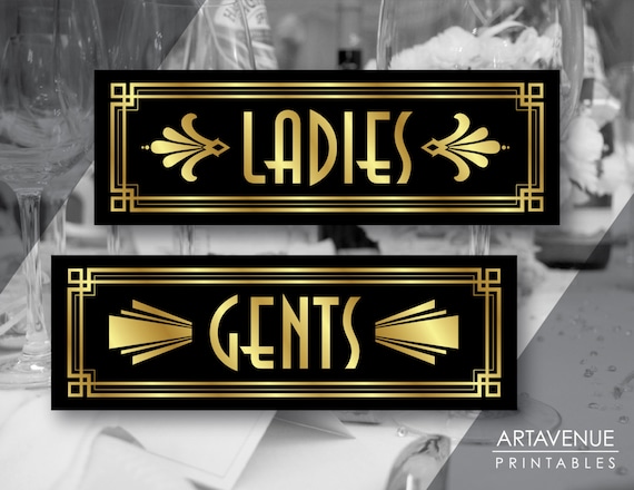 Art Deco Ladies and Gents Printable Signs Gatsby Wedding