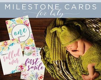 Printable Baby Milestone Cards - for baby // INSTANT DOWNLOAD // Baby Cards, Maternity Cards, Week by Week // 34 Printable Cards