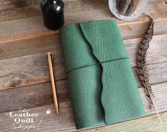Leather Traveler's Notebook - Wrap Travelers Notebook - Moleskine Cahier - Art Journal - Bullet Journal -Leather Journal - Custom Journal