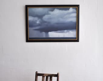 Blue screen, landscape, abstract, clouds, sky, blue, oil painting, painting,.