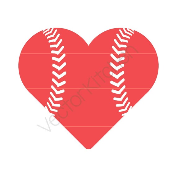 Heart Shaped Baseball Ball Cutting Template SVG EPS Cricut
