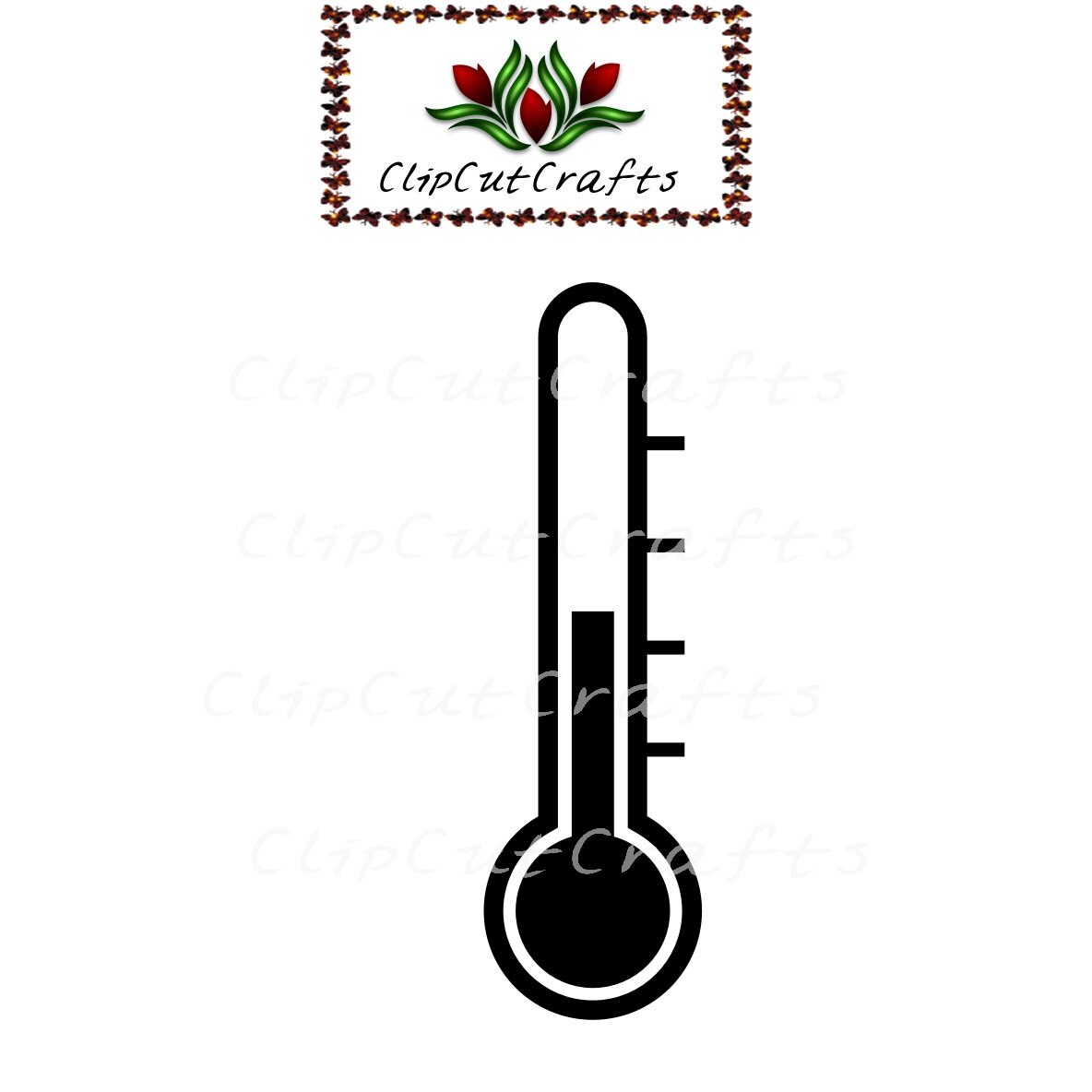 Black Thermometer Silhouette Design Cut File Print and Cut Print & Cut