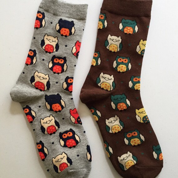 Owl Pattern Socks Animal Print Socks Women's by kindersticker