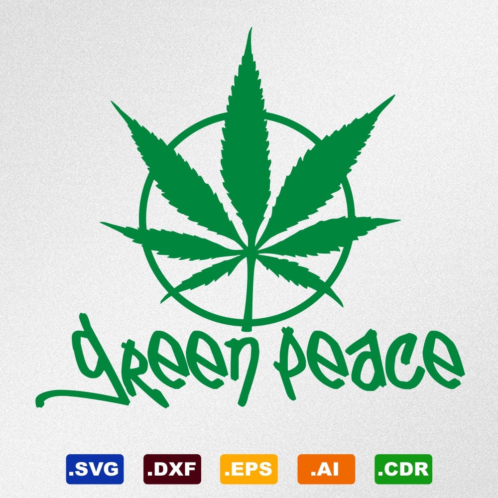 Download Green Peace Marihuana Leaf Cannabis Svg Dxf Eps Ai Cdr