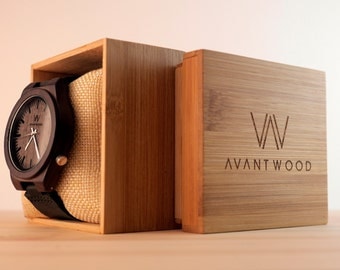 Walnut Wood Watch | Wooden Watch | Men's Wood Watch | Leather Strap Watch | Vintage Men's Watch | Groomsmen Gift | Fiance Gift | Wood Box