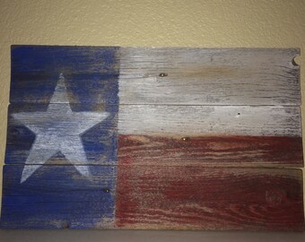 Rustic Reclaimed Fence Texas Flag