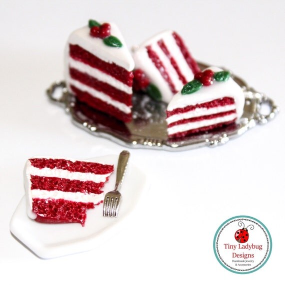 Polymer clay red velvet cake keychain charm earrings cell