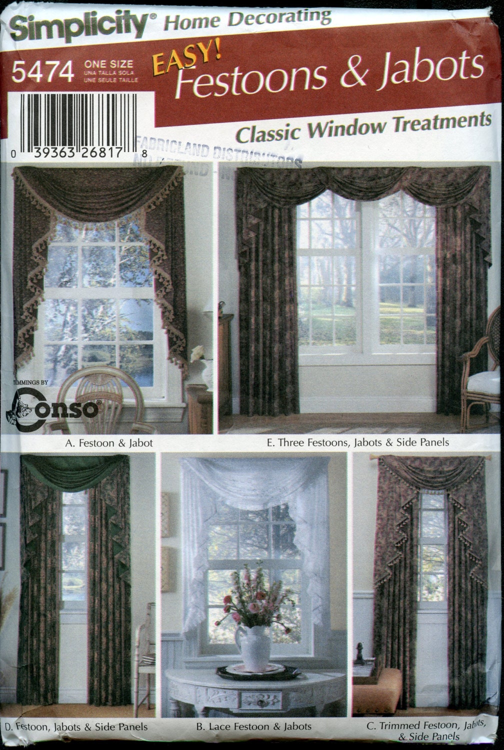 Simplicity Curtain Pattern Festoon And Jabots Pattern Easy