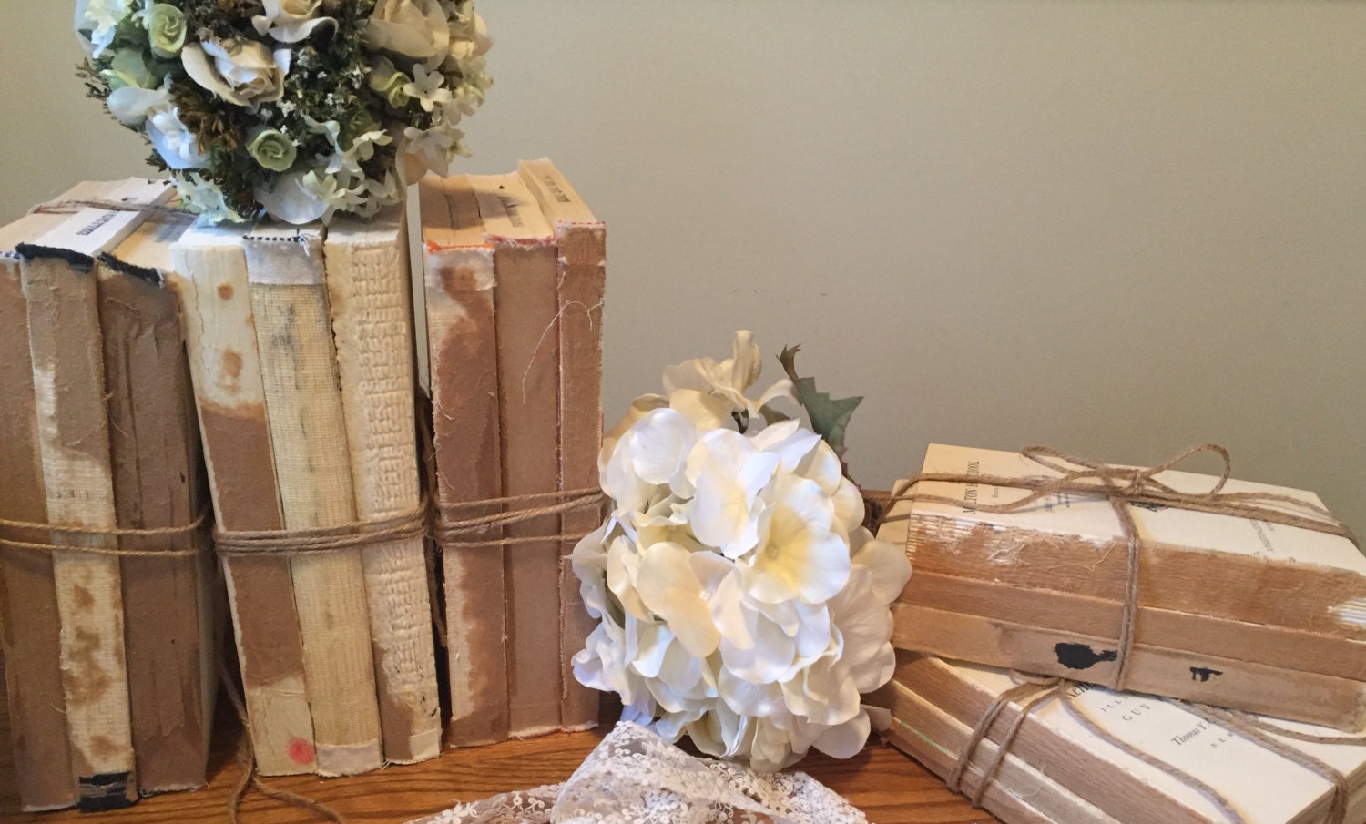 Stackable Books Rustic Wedding Decor Vintage by BookBundleLane