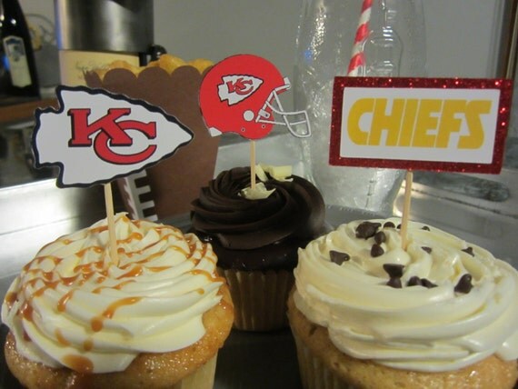 Cupcake toppers party supplies Kansas City Chiefs football