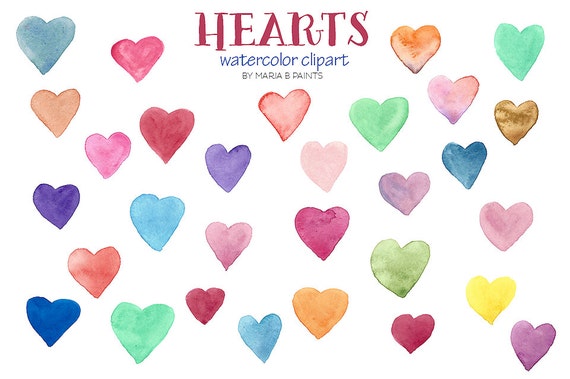 Download Watercolor Clip Art Hearts Colorful Love by ...