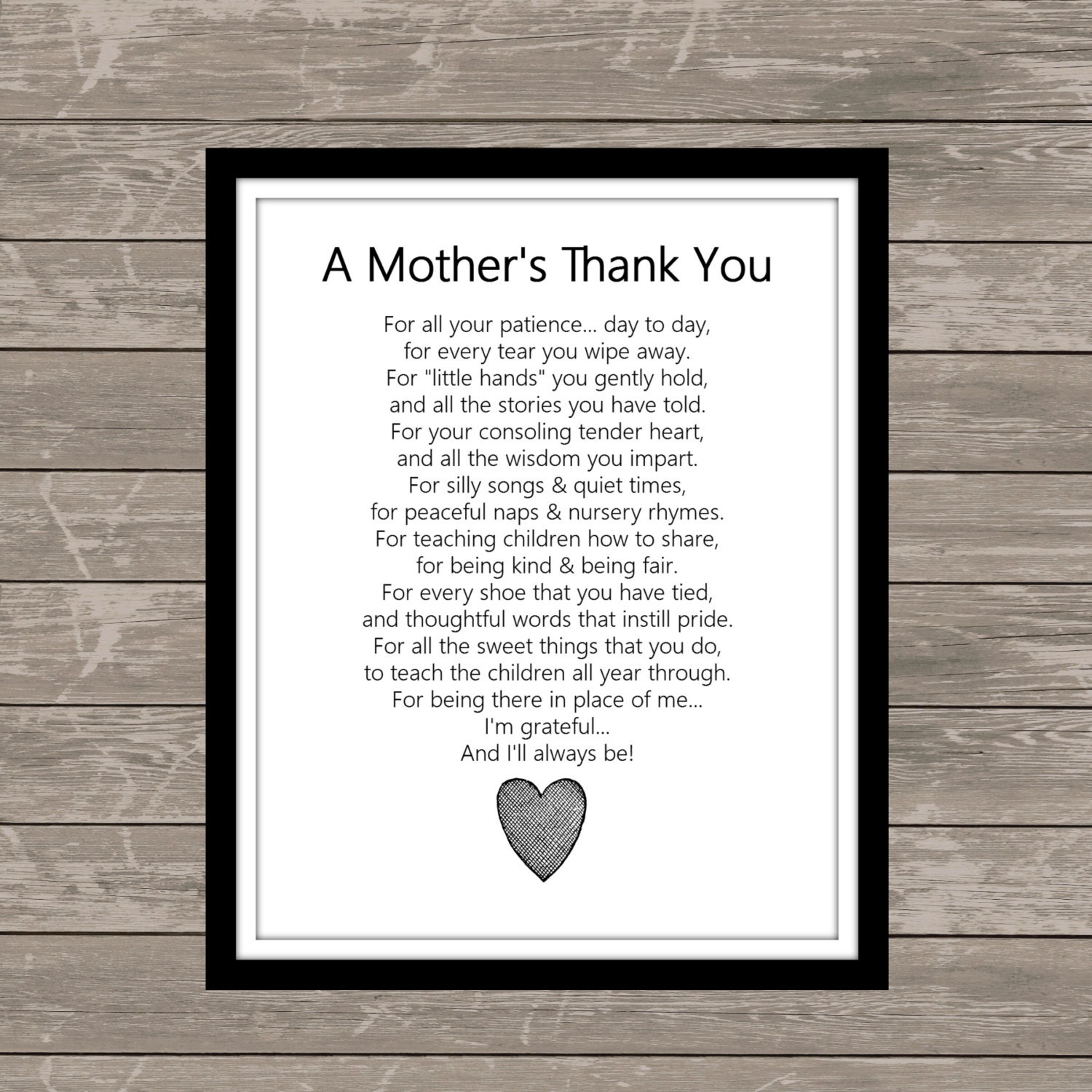 A MOTHER'S THANK YOU poem Deal of the week Next 10 who