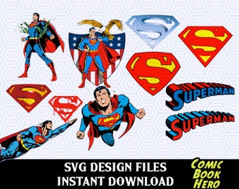 Super Hero Superman SVG Logos and Super Hero Figures, SVG, PNG T Shirt Design for Silhouette Cameo Cut Files, Svg Print and Cut Files,