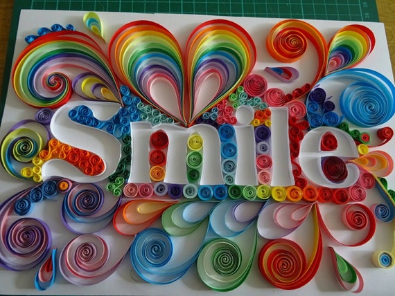 Items Similar To Paper Quilling Art Quilled Smile Happy Rainbow On Etsy