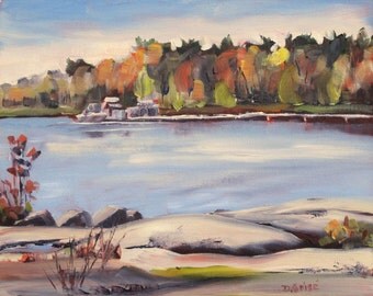 Small Art - Beausoleil Island in October 10x8 - Oil Painting - SHIPPING Included
