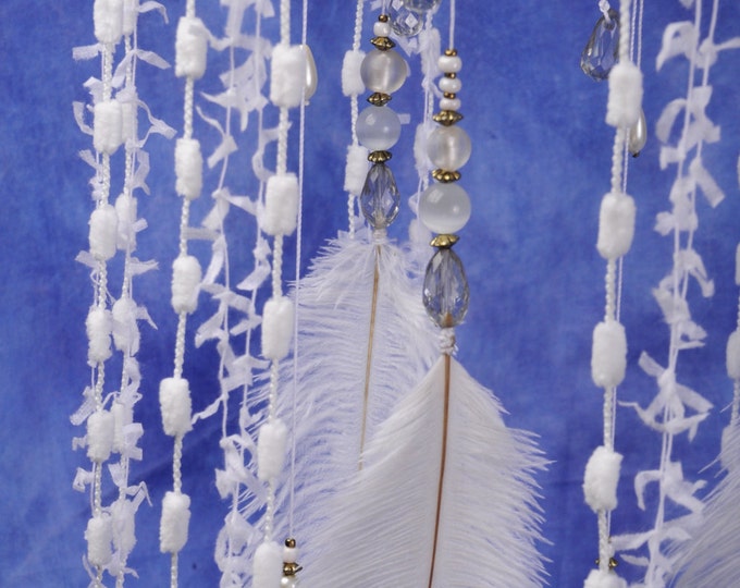 White Baby Mobile handmade exclusive Dreamcatcher bedroom Baby Mobiles bedding DreamCatcher Kids Dreamcatchers Christmas gift white balance