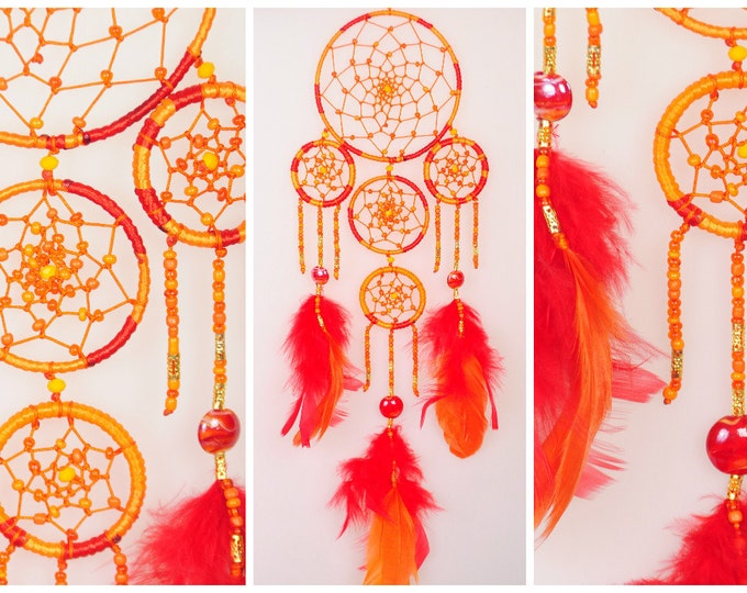 Dreamcatcher Orange Dreamcatcher red Dream Catcher Dreamcatcher New Dream сatcher gift idea dreamcatchers boho dreamcatcher wall handmade