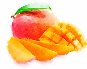 Watercolour alphabet flash cards. Fruits flashcards. ABC flash cards.