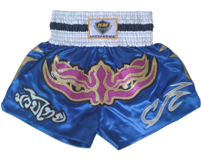 Muay Thailand Boxing Shorts for Training and Sparring Boxing Trunks Martial Arts - BLUE