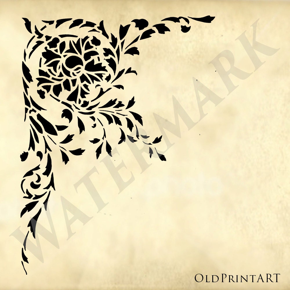 Ornamental Floral Corners for Decorative Scrapbooking 18 pcs. Vintage corners Printable