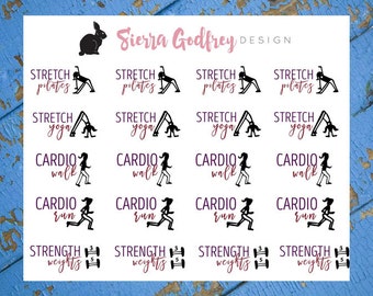 Fitness stickers - 0020 Planner Stickers, pilates, yoga, weights, walking, running stickers, Erin Condren, Day Designer, Happy Planner
