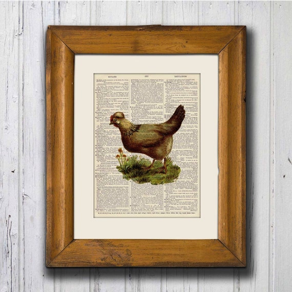 VICTORIAN CHICKEN Hen Print Antique by OBeanLtdEditions on Etsy