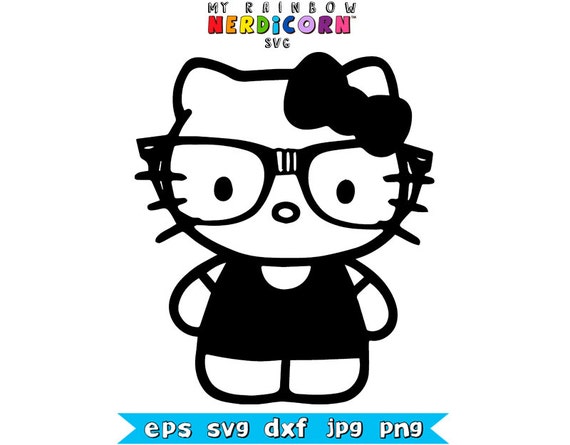 Download Hello Kitty Nerd svg png jpg dxf eps by RainbowNerdicornSVG