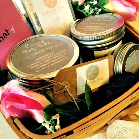 Spa Gift Basket for Mother to Be Handmade All by LatheroftheLand