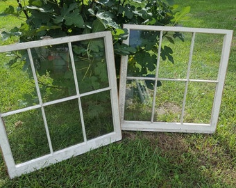 32 x 32 Six 6 pane vintage wood farm house antique window sash wedding set