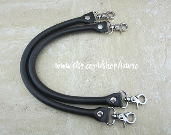 Faux Leather Purse Straps, Black, one pair