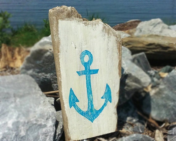 Wood anchor sign-Beach theme decor-Nautical home decor-Coastal living decor-Shabby chic beach decor-Nautical wood sign-Rustic-FREE SHIPPING