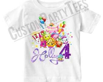 Shopkins Birthday Shirt Add Name & AGE Personalized Shopkins Birthday Shirt