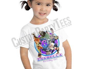 Customized Zootopia Birthday Shirt Add Name & AGE Gift Favors , Personalized Zootopia Birthday Girl Shirt