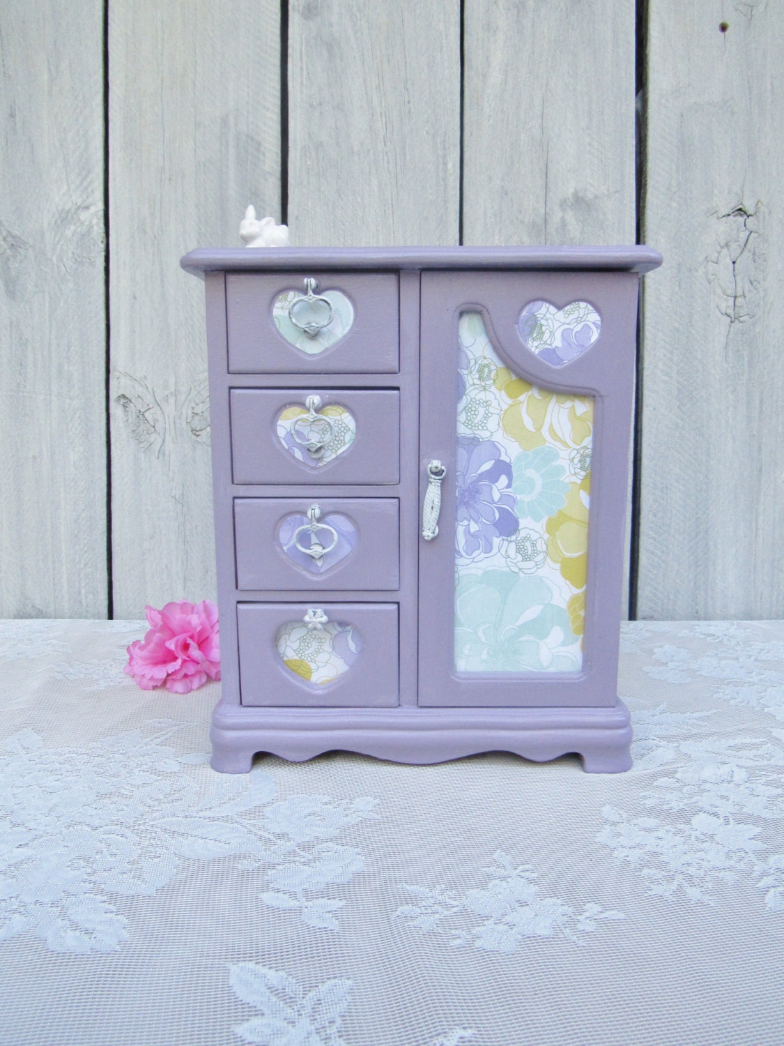 Lilac floral Jewelry Box Lavender Jewelry Storage Purple