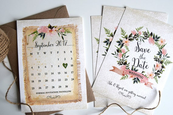 Rustic Wreath Wedding Save The Date Card SAMPLE ONLY