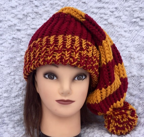 Items similar to Striped Hat, Long Hat, Winter Hat, Knitted Hat on Etsy