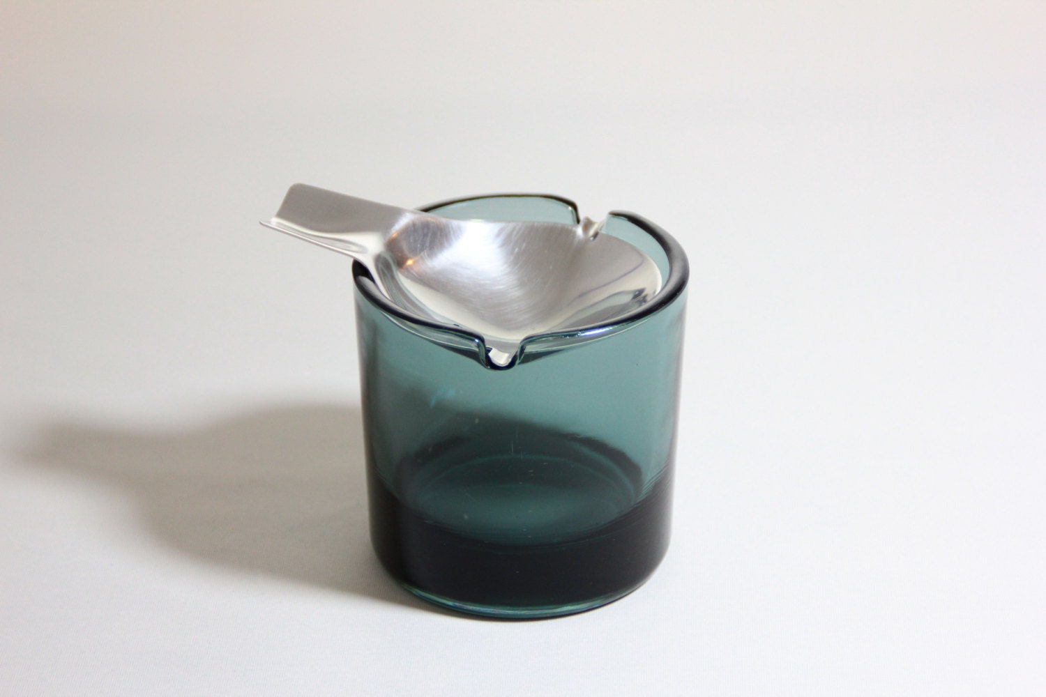 Ashtray vintage glass ashtray with metal Lid made in Germany