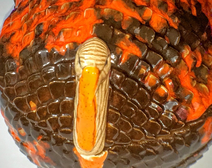 Vintage Ceramics Hand Painted Turkey Covered Candy Dish