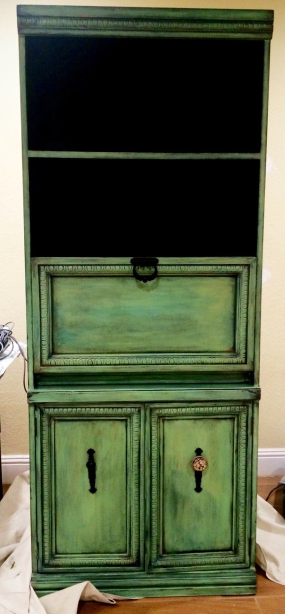 Vintage cabinet with hutch by peasnipsandpearls on Etsy