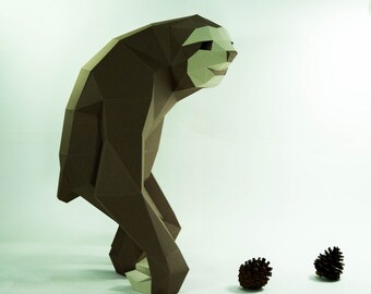 Sloth Model , Sloth paper, Sloth low poly, 3D Papercraft Animals, sloth zootopia, Sloth Sculpture, 3D Paper Crafts animals