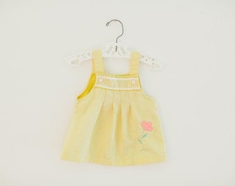 Vintage Yellow Girls Dress, Vintage Baby Dress, Vintage Flower Baby Dress