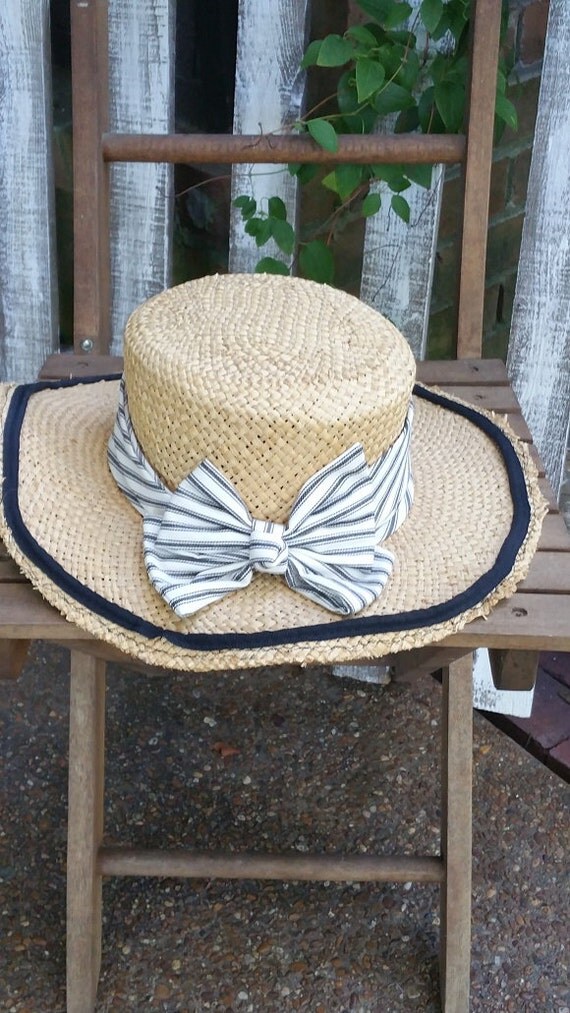 Bowed FUN Straw Hat by BohoReign42 on Etsy