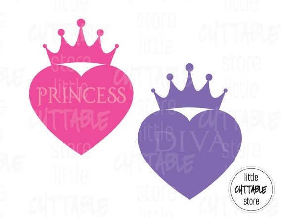 Download Items similar to Princess Diva Heart Crown - Cuttable ...