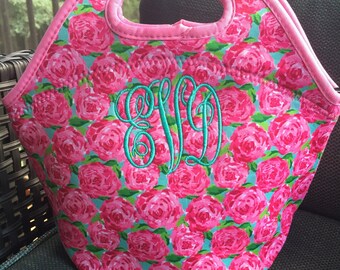 Monogrammed lunch tote / monogrammed lunch bag