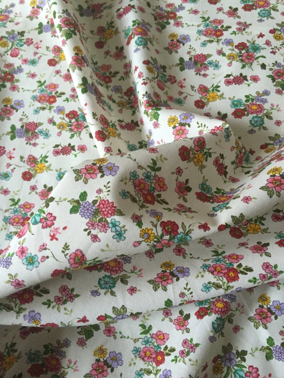 Pink floral fabric Rose and Hubble 100% cotton poplin