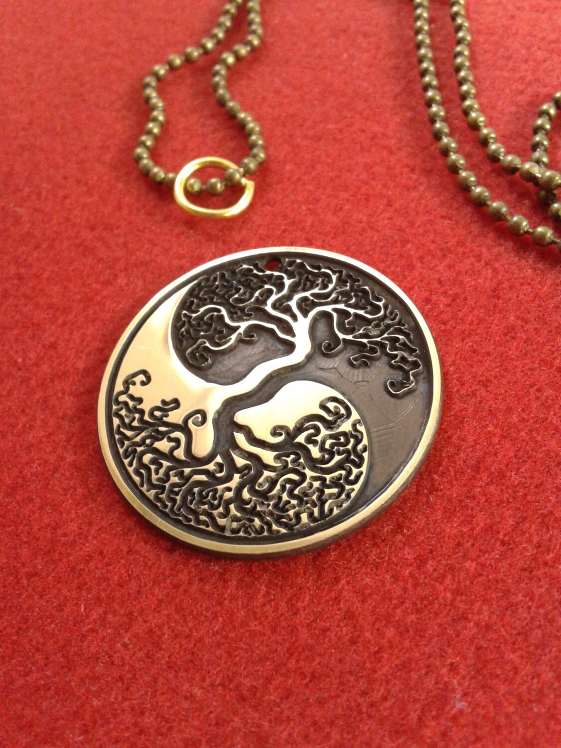 Tree Of Life Pendant Yin Yang necklace by NorthernDragonCrafts