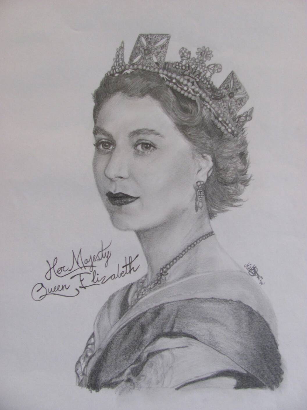 Young Queen Elizabeth Graphite Portrait by KellieAnneArt on Etsy