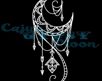 Gypsy Crescent Moon Vinyl Decal, Car Decal, Wall Decal, Moon, Gypsy Moon, Boho, Cajun Gypsy, Decal